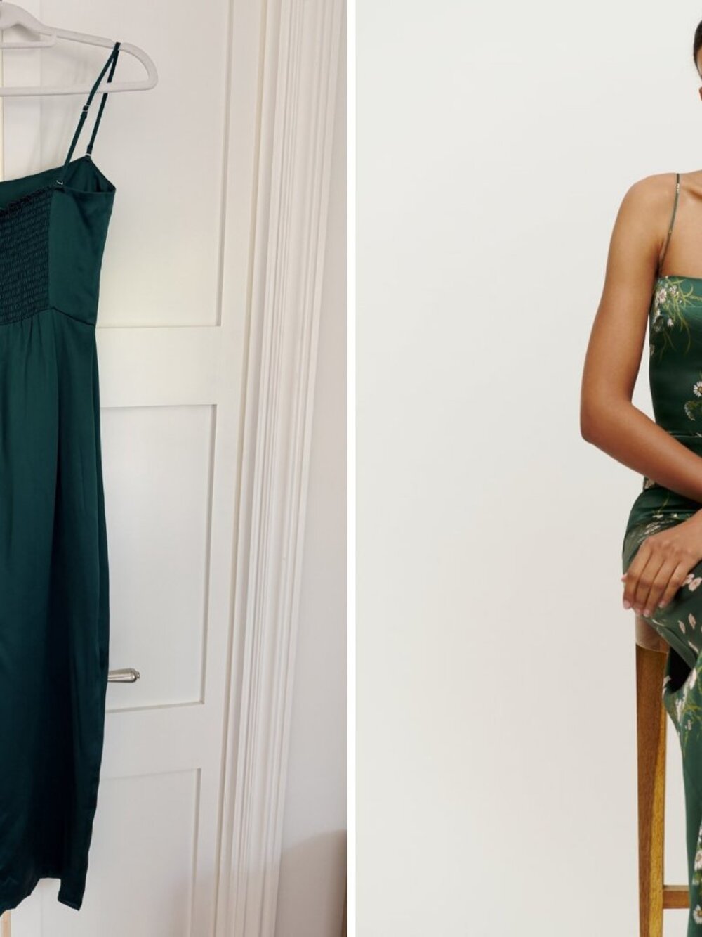 Reformation Emerald Green 100% Silk Slip Dress – 0P